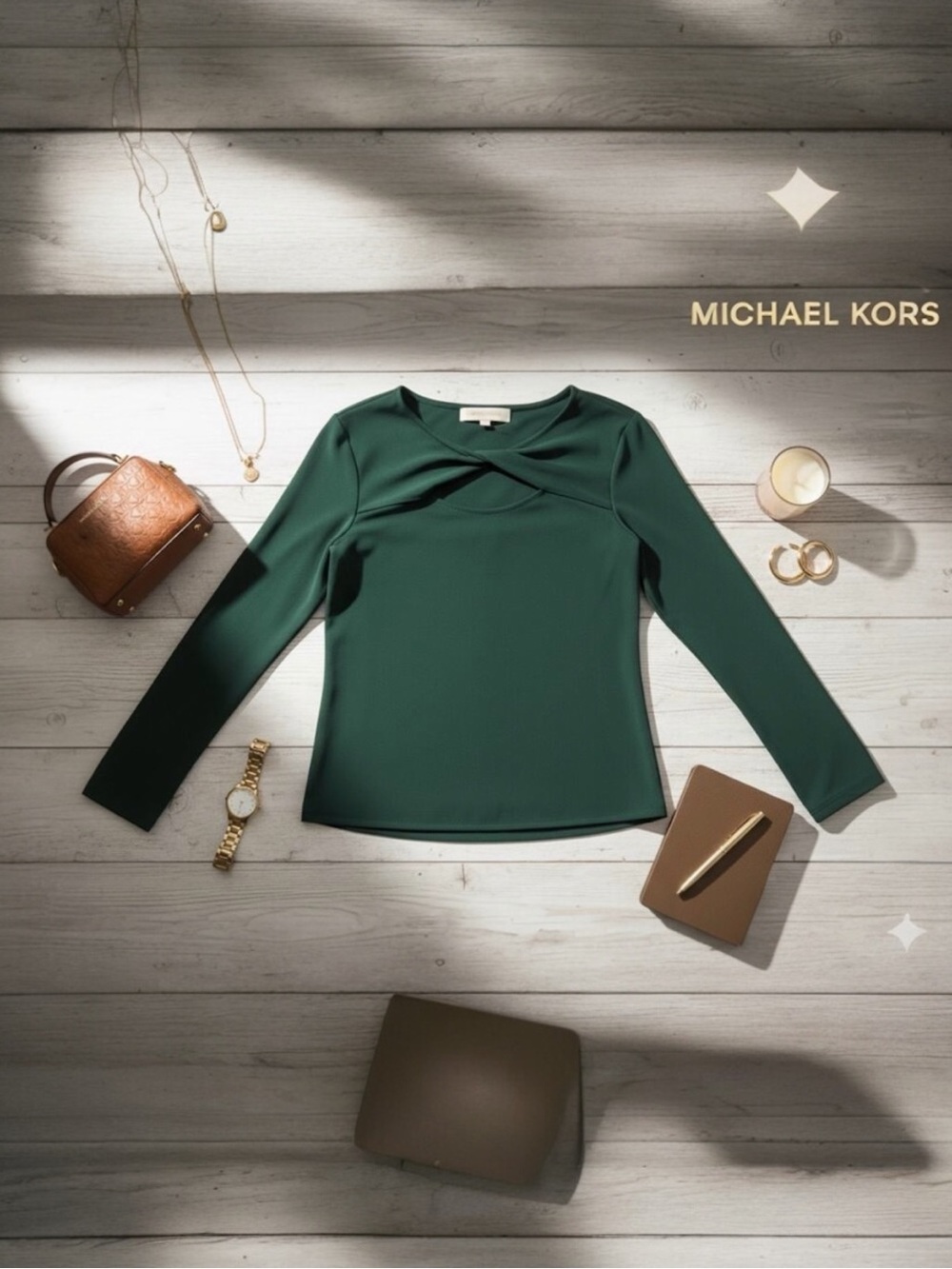NWT Michael Kors Emerald Green Top Sz. M
